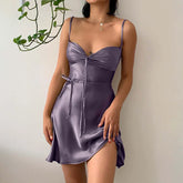 Summer Condole Pure Color Belt Skirt New Spring Temperament Cultivate OneMorality Short Skirt Girl Mini Dress